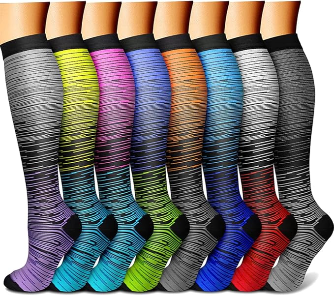 CHARMKING Compression Socks for Women & Men Circulation (8 Pairs) 15-20 mmHg is Best Support for Athletic Running,Cycling