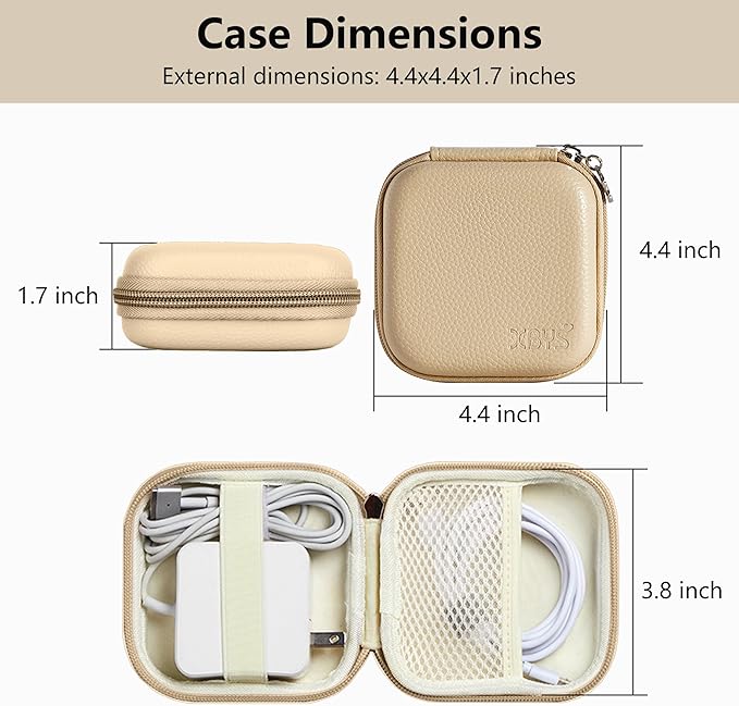 Charger Case for Macbook, Portable Tech Electronic Organizer Bag, Travel Storage Pouch for Laptop Accessories, MacBook Power Adapter, Charging Cords, USB, Power Bank (Light Khaki, M)