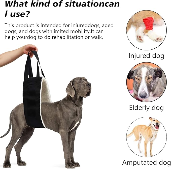 20-150lb Dog Sling for Large Dogs Hind Leg Support, Hevy Duty Portable Dog Lift Harness for Back Legs, Dog Hip Harness Large Breed, Dogs Lifter to Help Lift Rear for Senior/Injured Dog