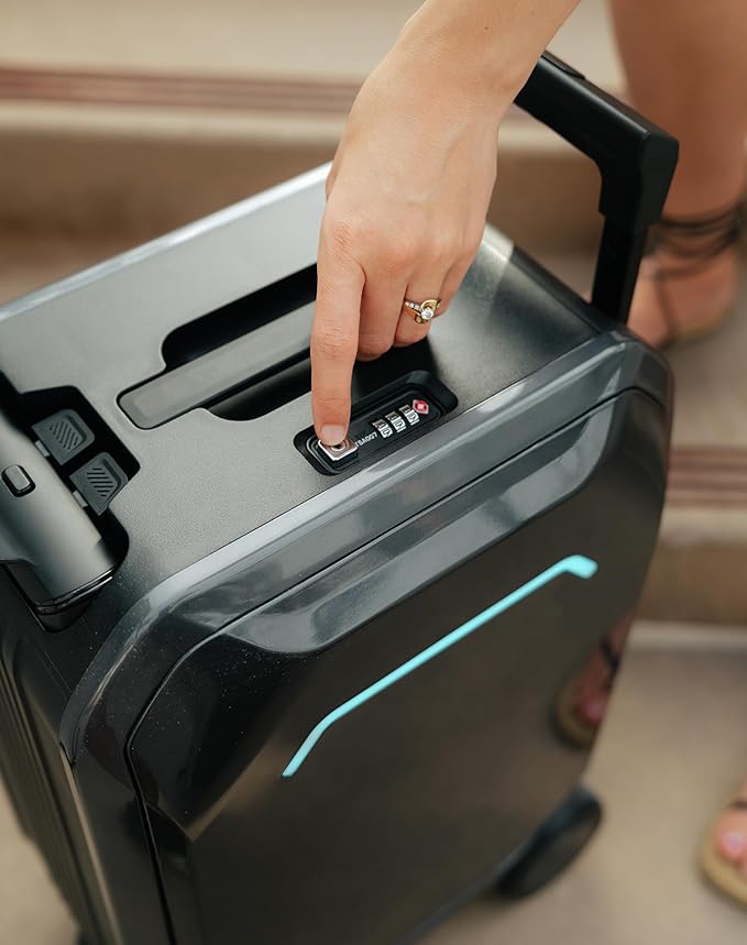 AOTOS Rideable Electric Luggage – 22" App-Controlled Ride-On Carry-On with Inline Skate Wheels, TSA-Approved Hardshell, Zipperless Design (22x14x9 Inches)