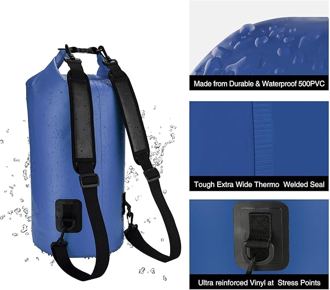 Piscifun Dry Bag, Waterproof Floating Backpack 10L/20L/30L/40L with Waterproof Phone Case for Boating, Kayaking, Fishing
