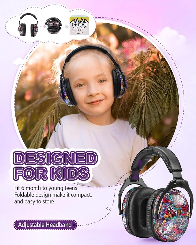 ZOHAN EM030 Kids Ear Protection, Noise Cancelling Headphones Ear Muffs for Autism Sensory, Safety Noise Reduction Hearing Protection for Monster Truck/Concerts/Fireworks/Air Shows