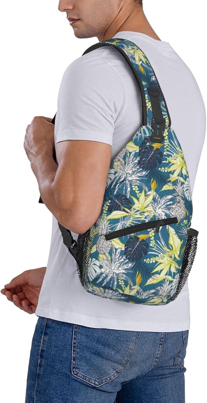 Hawaii Tropical Palm Sling Backpack Crossbody Bag Casual Chest Bags Travel Hiking Daypack Shoulder Bag for Women Men