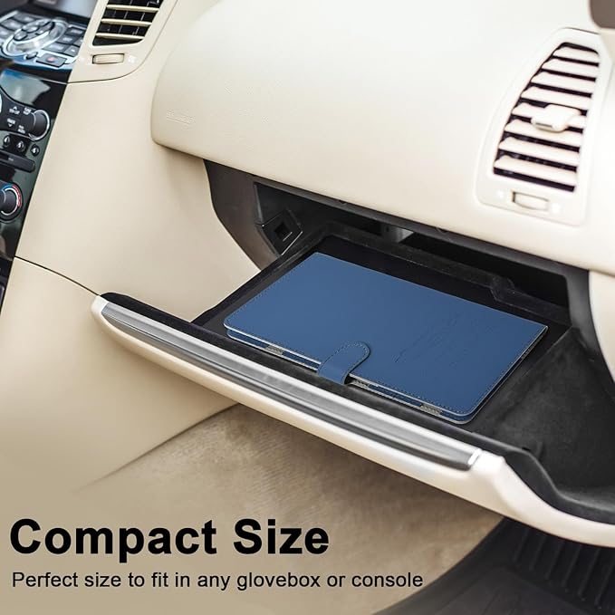 RSAquar Car Registration and Insurance Holder, Vehicle Glove Box Organizer Cool Car Accessories, Car Document Holder for Cards, Driver License & Essential Document, JD-Blue