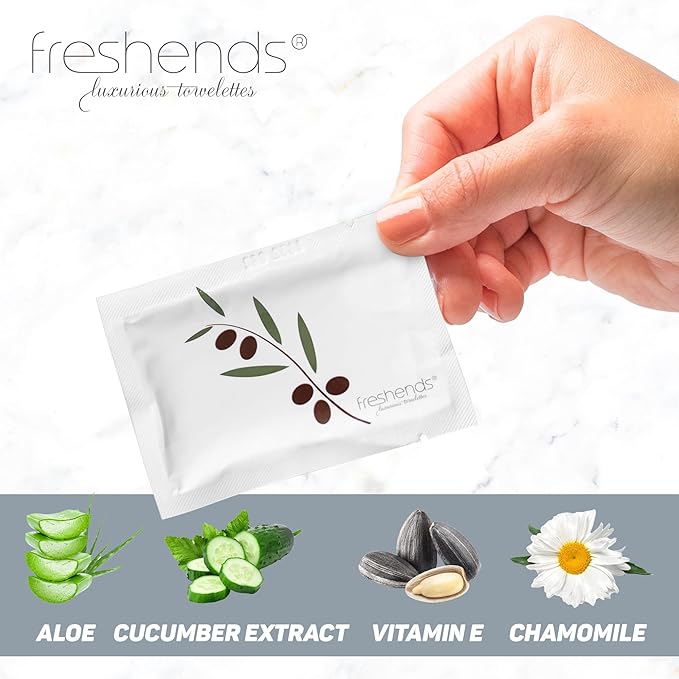 Freshends Luxurious Towlette Variety Bundle: (25) Freshends, (25) Freshstarts, (25) Freshlens, (25) Hand Sanitizer Wipes. Flushable toilet tissues, personal care wipes, and travel-friendly wet wipes
