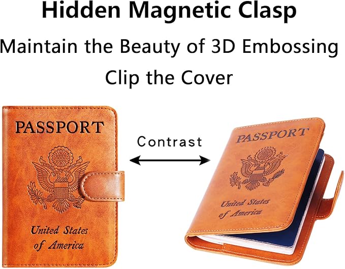 Passport Holder Cover Wallet RFID Blocking Leather Card Case Travel Accessories for Women Men (Claybank)