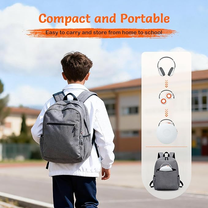 Kids Bluetooth Headphones with ANC, Wireless Over-Ear Headset for Boys and Girls, Foldable & Adjustable, Ideal for School, Travel and Online Learning (White)
