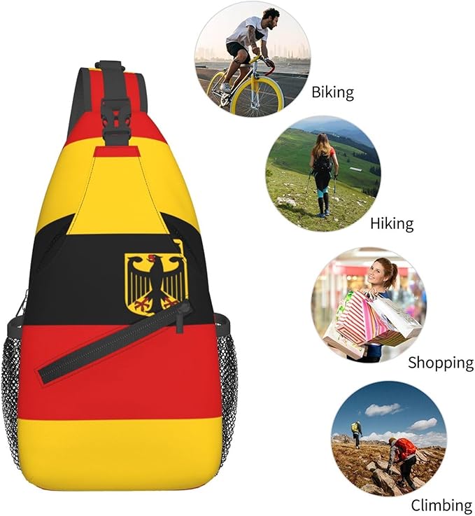 Germany Flag Sling Bag Multipurpose Crossbody Sling Backpack Travel Cycling Hiking Shoulder Bag For Women Men