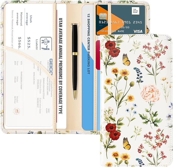 CoBak Car Registration and Insurance Holder - Vehicle Glove Box Car Organizer,Auto Truck Comparment Accessories Case with Magnetic Closure for Driver License,Cards