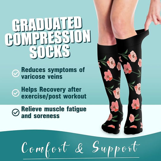 Copper Compression Socks for Women and Men(6 Pairs)-Best Support for Running, Athletic, Nursing, Travel