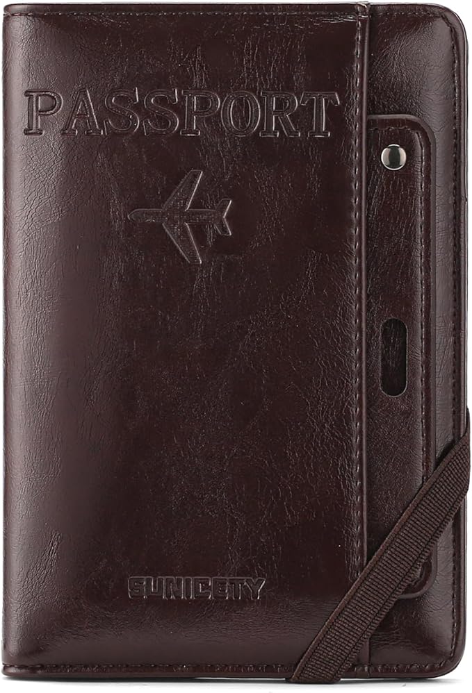 Rfid Passport Holder for Travel Women Men Passport Wallet Rfid Blocking with Card Slots and Pen Holder
