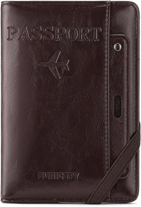 Rfid Passport Holder for Travel Women Men Passport Wallet Rfid Blocking with Card Slots and Pen Holder