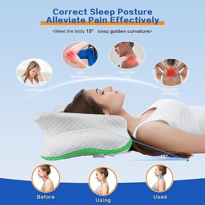 Pain Relief Cervical Pillow for Neck Support,Adjustable Ergonomic Pillow Cozy Sleeping,Odorless Orthopedic Memory Foam Pillows,Contour Bed Pillow for Side Back Stomach Sleeper