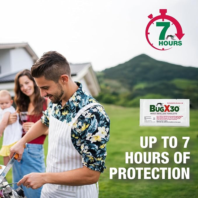 CoreTex Bug X 30 Mosquito, Tick, & Insect Repellent Wipes (30% DEET) with Resealable Travel Bag - Pack of 15 Single-Use Bug Repellent Wipes for Up to 7+ Hours of Protection Against 12 Types of Insects