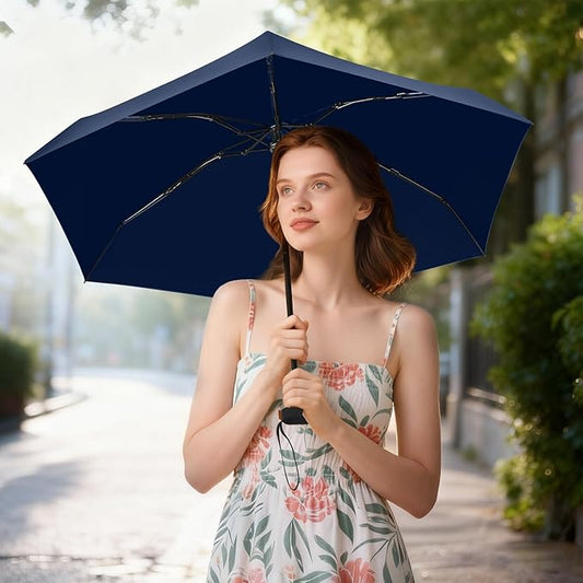 Mini Umbrella for Travel - Waterproof Portable Folding Umbrella Flat Compact Lightweight Small Umbrellas for Pocket Purse