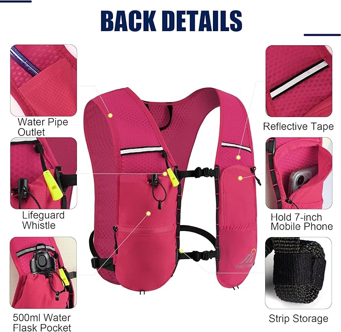 Running Vest for Women & Men, 6L Hydration Backpack with 2L Water Bladder, Lightweight Water Backpack for Trail Running, Marathon, Hiking, Cycling, Jogging, Adjustable Fit