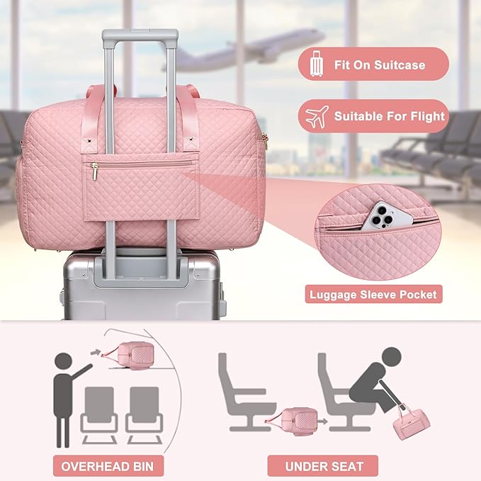 Large Weekender Travel Duffle Bag - With Shoe Compartment Weekender Bags for Womens Carry on Overnight Bag with Toiletry Bag Gym Duffel Bags with Wet Pocket Hospital Bags for Women Labor and Delivery