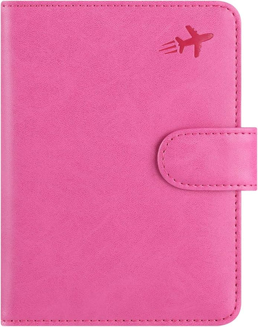 Passport Holder Cover Wallet RFID Blocking Leather Card Case Travel Accessories for Women Men (#Pink)