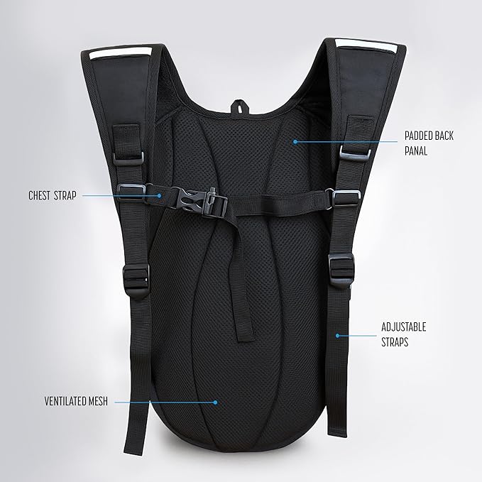 Hiking Backpack with XL Water Bladder (4L, 135oz) Wide-Mouth Hydration Bag with Leakproof Bite-Valve, Easy-Fill Ice Opening, Ergonomic Padded Comfort (Extra Large 1+ Gallon Capacity)