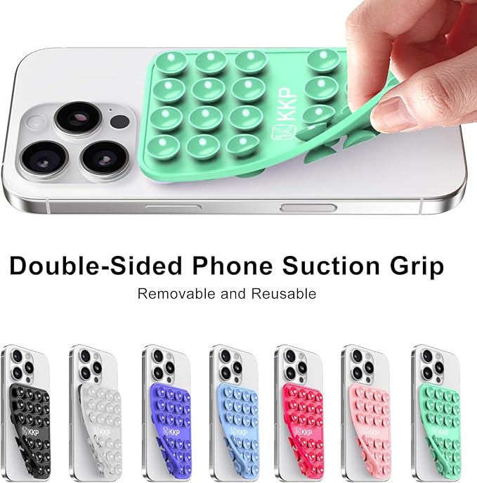 KKP Classic MAX - Silicone Suction Phone Case Adhesive Mount - Hands-Free, Strong Grip Holder for Selfies and Videos - iPhone and Android Compatible - 2.6″ x 3.9″
