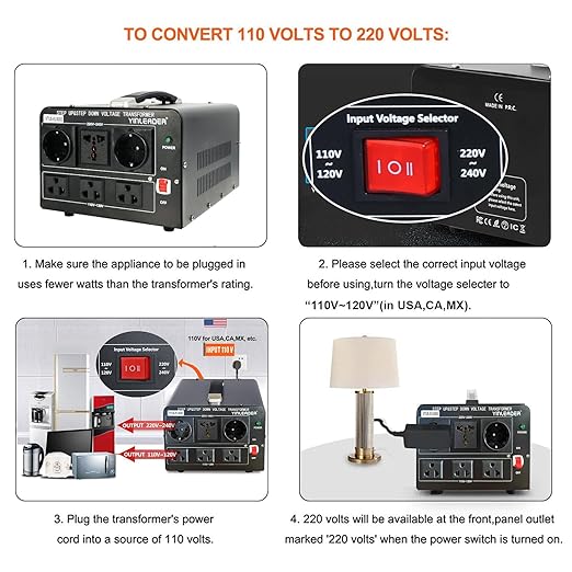 Yinleader 3000W Voltage Converter Transformer(110V to 220V,220V to 110V) Step Up/Down Converter 110/120 Volt - 220/240 Volt w/US Standard Power Cord,Circuit Breaker Protection (VTUS-EU3000)