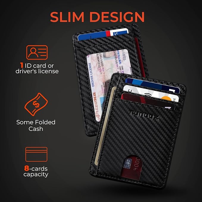 RUNBOX Slim ID Cases Minimalist Front Pocket RFID Blocking Leather Wallets for Men and Women Card Holder Wallets Gifts for men