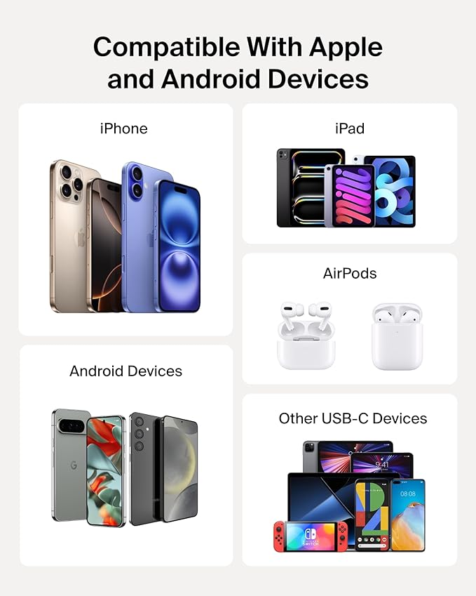 Belkin Portable Charger, Slim USB-C Power Bank 10,000mAh w/ 2 USB-C Ports, Digital Battery Display, 20W Charging Battery Pack - iPhone 17, Air, Pro, Samsung Galaxy S25, Pixel 10, iPad, & More - Sand