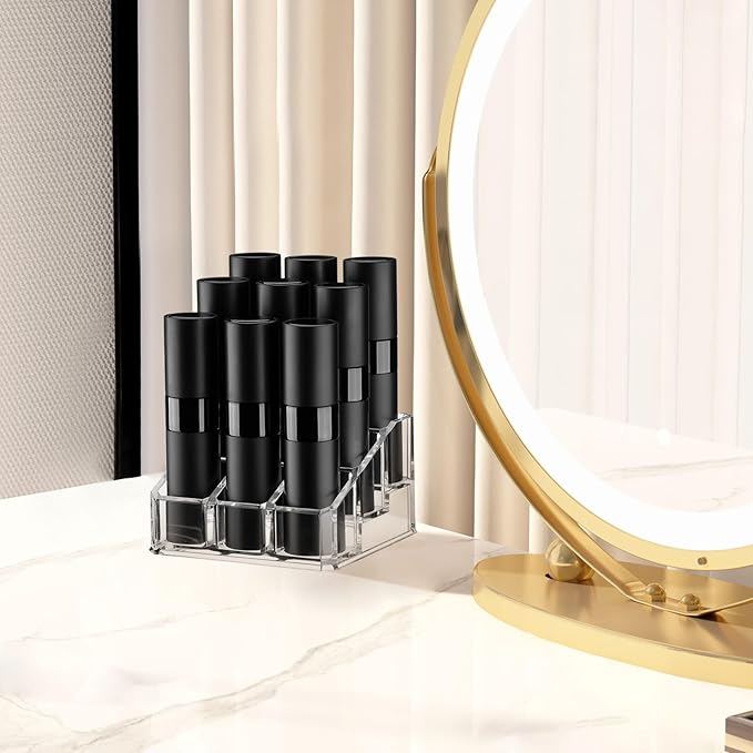 Tekson 9PCS 8ml Travel Perfume Atomizer Refillable, Mini Cologne Spray Bottle Empty, Small Aftershave Sprayer for Liquid Dispenser with 1 case