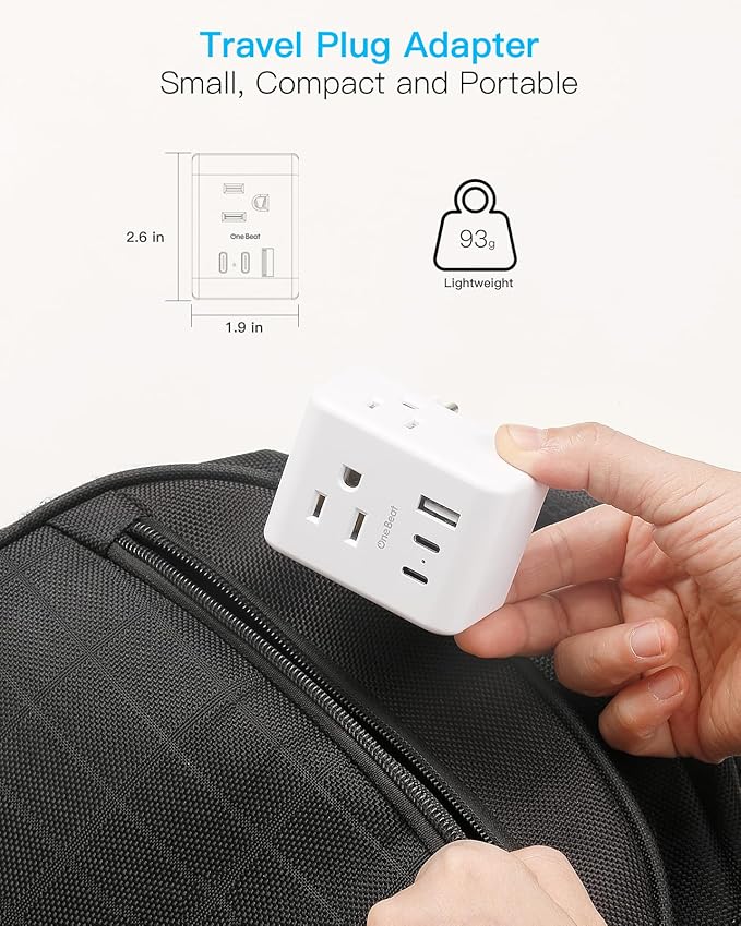 3 Pack European Travel Plug Adapter, One Beat International Power Plug Adapter with 3 Outlets 3 USB Ports(2 USB C), Type C Adapter Travel Essentials for US to Most Europe EU Italy France Germany Spain