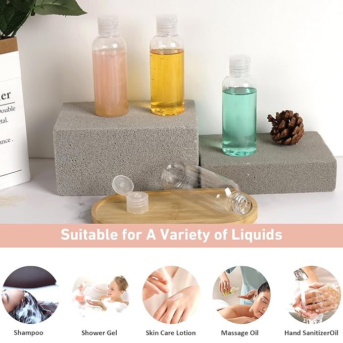 Travel Bottles for Toiletries 3.4oz 4 Pack TSA Approved Leak-Proof Travel Size Containers Squeezable Empty Plastic Toiletry Bottles for Shampoo, Conditioner, Body Wash (Clear)