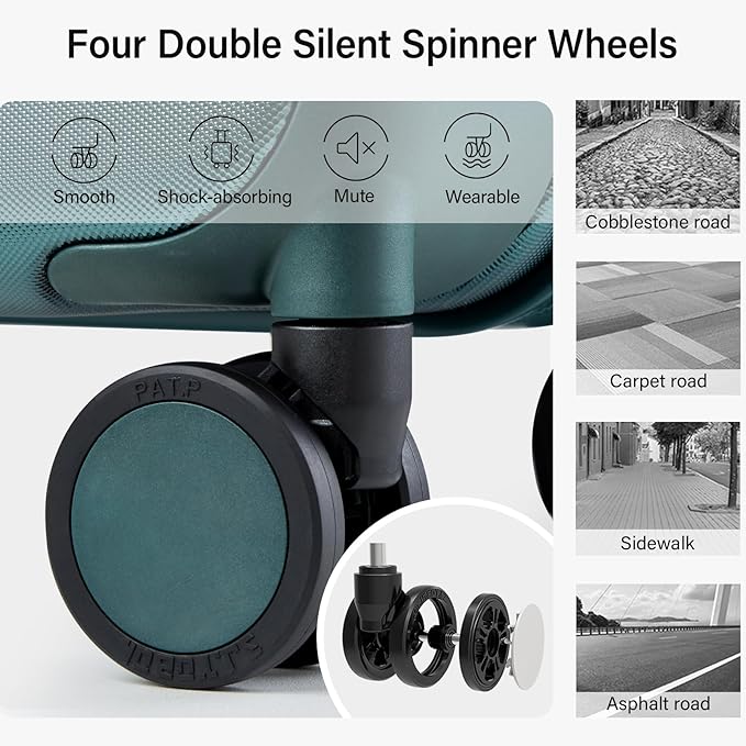 Hanke 16 Inch Underseat Carry On Luggage with Wheels Hard Shell Mini Small Suitcases Carry On Bag for Airline Approved TSA Luggage Lightweight Travel Suitcase(Blackish Green)