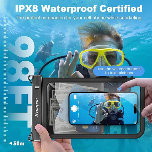 [Up to 10"] Large Waterproof Phone Pouch Bag - 2 Pack Waterproof Phone Case for iPhone 16 15 14 Pro Max Galaxy S25 S24 Ultra, IPX8 Cellphone Water Protector Pouch Beach Essentials Travel Must Haves