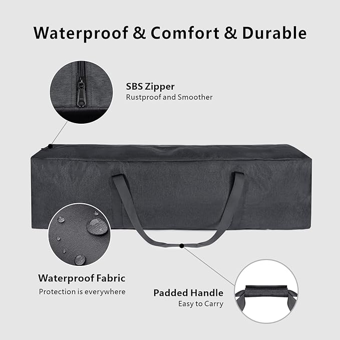 TOPDesign 46 Inch Extra Large Zippered Duffel Bag for Travel Camping Sports Equipment Storage, Waterproof Foldable Luggage Bag with Padded Handles