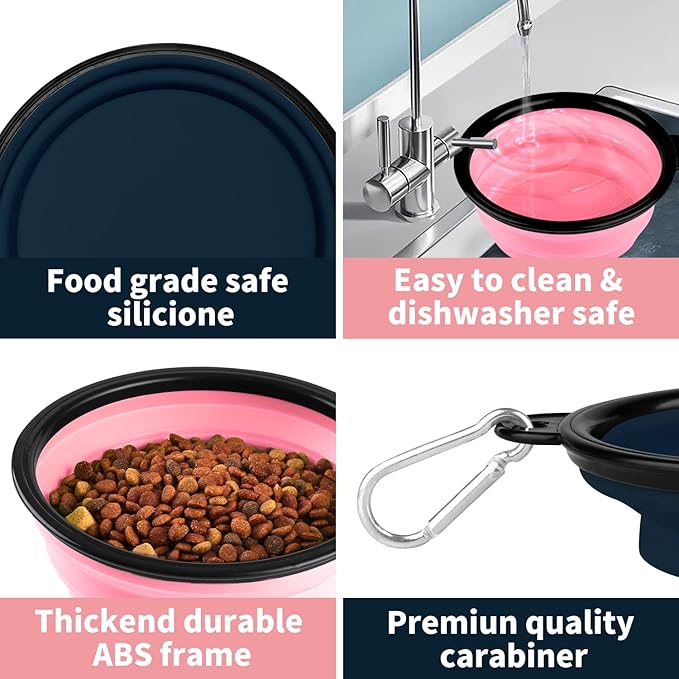 COOYOO Collapsible Dog Bowl,2 Pack Collapsible Dog Water Bowls for Cats Dogs,Portable Pet Feeding Watering Dish for Walking Parking Traveling with 2 Carabiners