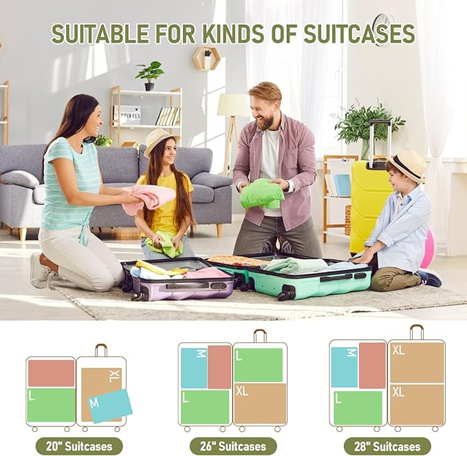 4-Piece Packing Cube Set - Lightweight Luggage Organizers for Travel, Vacation and Suitcases - Durable Accessories with Compression