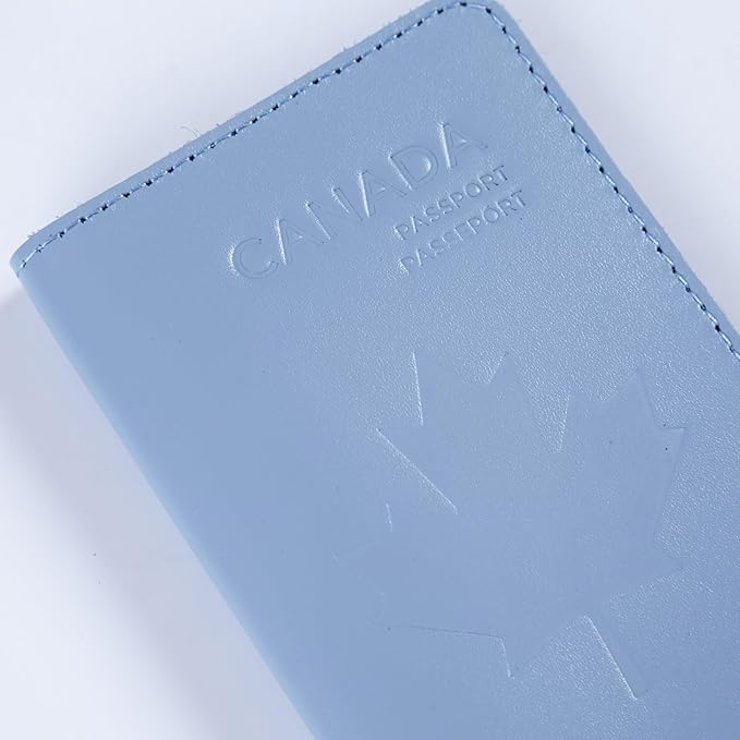 INCARNE Passport Cover - Travel Passport Wallet - Leather Passport Holder for Men Women Family with Card Slots & Note Compartmen - Sleeve Protector - Genuine Leather - Classic Light Blue