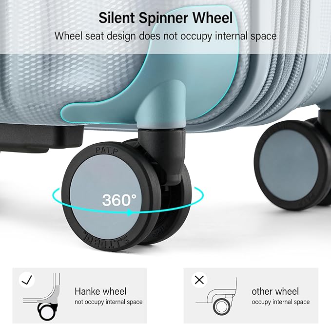 Hanke Expandable Hardshell Luggage Sets 3 Piece Extra Large Suitcases with Lock,28 Inch Luggage with Spinner Wheels, PC Travel Suitcase for Women Men 20 24 29Inch,Grey