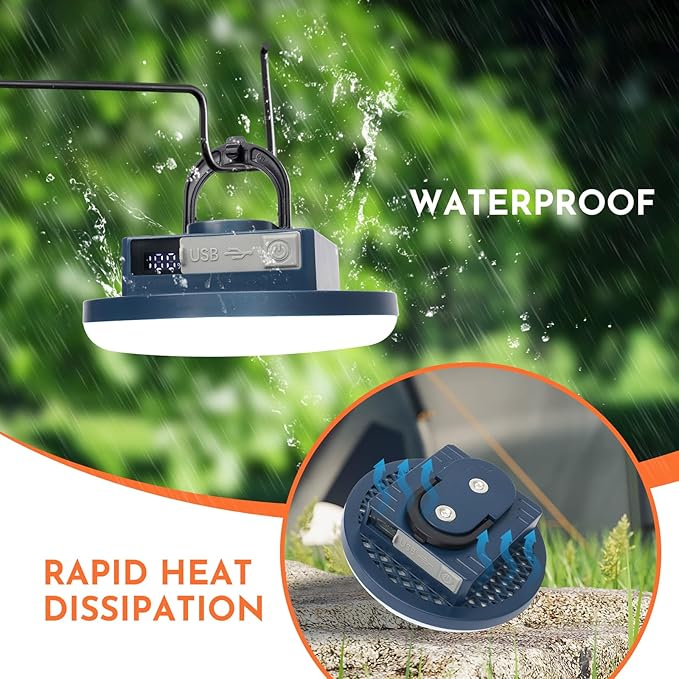 12000mAh 5000LM Camping Lights 2Pack, 42W Camping Lantern Rechargeable up to 200H, Lanterns for Power Outages, Hanging Tent Lights, Magnet Work Light, Waterproof Emergency Light for Outdoor, Hurricane