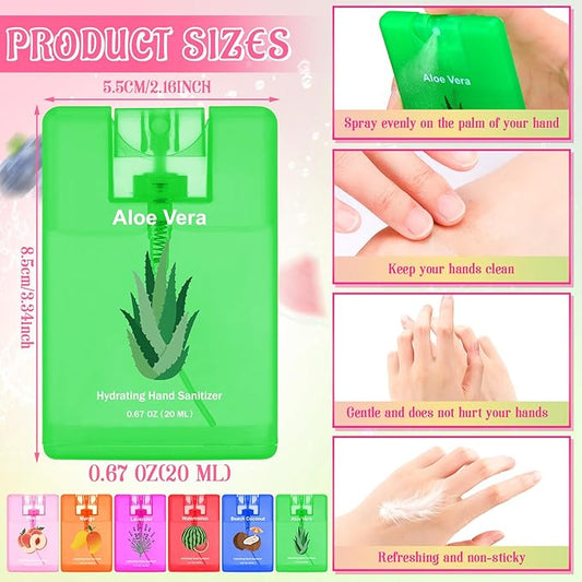 6 Pcs Hydrating Hand Sanitizer Spray Travel Size Scented Hand Sanitizer Spray Mist Refillable Pocket for Women Mom Teacher Nurses Coworker Birthday Fruit Spring Party Favors