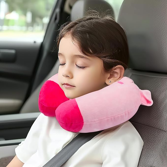 H HOMEWINS Travel Pillow for Kids,Toddler Neck Pillow Cute Animal Neck Head Chin Support Travel Accessories for Airplane, Car, Train,Recline
