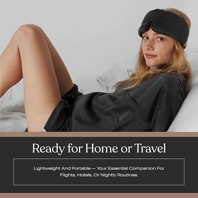 Lunya Sleep Mask with Box - Washable Silk Sleeping Mask and Headband for Beauty Routines - Thermoregulating Comfort for Restful Nights - Silk Eye Mask for Women - Large - Meditative Grey