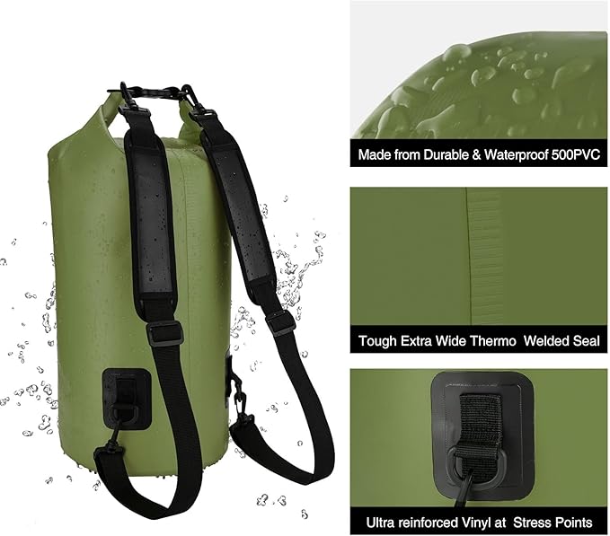 Piscifun Dry Bag, Waterproof Floating Backpack 10L/20L/30L/40L with Waterproof Phone Case for Boating, Kayaking, Fishing