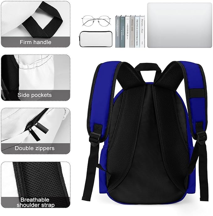 Navy Blue Backpack Adult Travel Daybag for Women Men College Backpack for Vacation Hiking Camping Bag