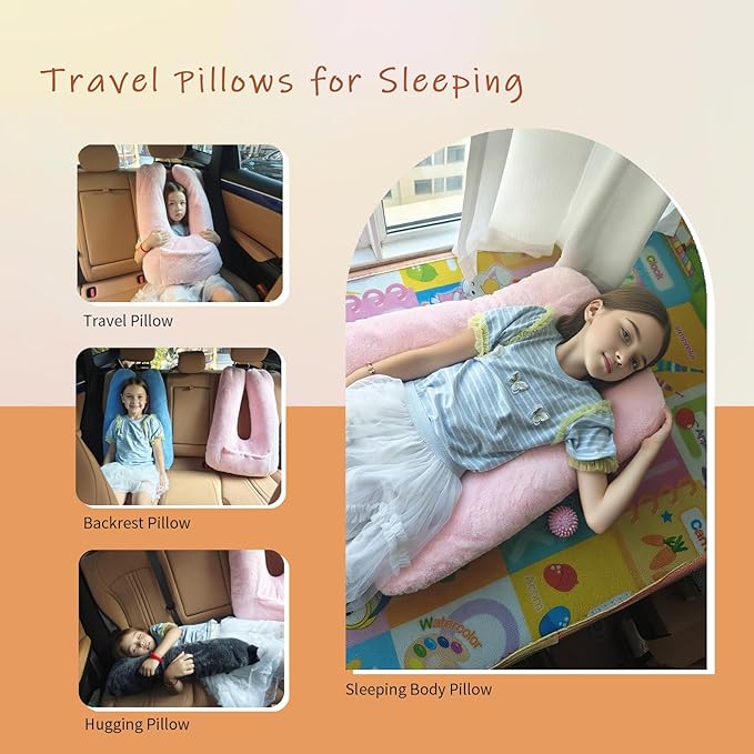 Car Pillow for Kids, U-Shaped Soft Car Travel Pillow for Sleeping with Removable Cover for Car Seat Head and Neck Support Children and Adult,Perfect for Long Road Travel,Grey