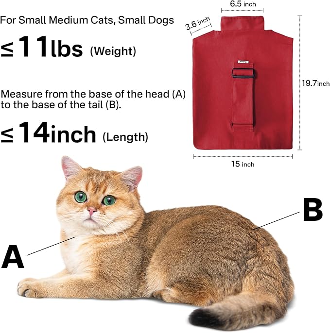 Amkune [Cozy Travel] Cat Carrier Pouch, Soft Cat Carrier for Small Cats, Carrying Sack, Restraint Bag for Nail Trimming, Vet Visits, Giving Meds, Dental Care, Car Travel - Wine Red