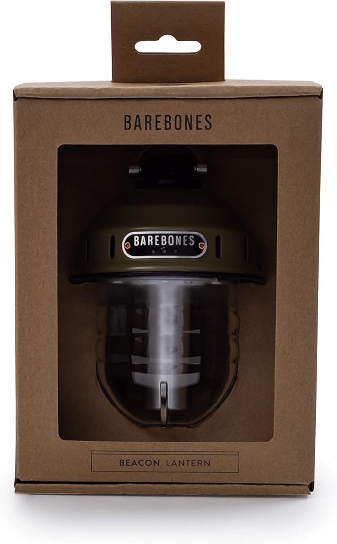 Barebones Beacon Hanging Light – Dusty Yellow, Rechargeable LED Camping Lantern with Adjustable Brightness – Weatherproof Vintage-Style Hanging Lantern for Outdoor Adventures and Year-Round Use