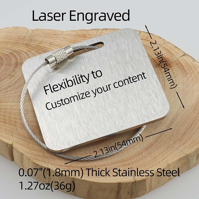 Sturdy and Durable Personalized Luggage Tags for Suitcases,Cruise Essentials Travel Tags for Luggage,Travel Bag Labels,Travel Essentials Heavy-Duty Stainless Steel Silver Square Suitcases Tags