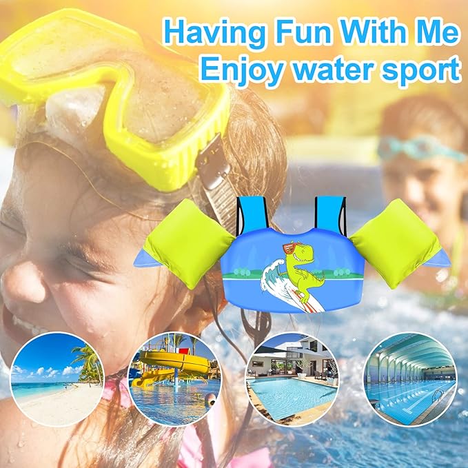 Chriffer Kids Swim Vest Life Jacket for 30-55 Pounds Boys and Girls, Toddler Floaties with Shoulder Harness Arm Wings for 2,3,4,5,6,7 Years Old Baby