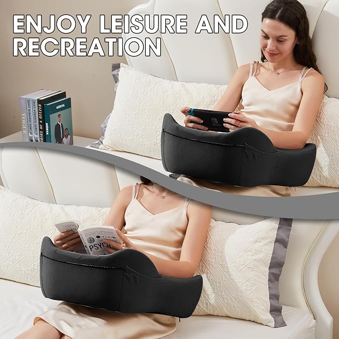 Lap Desk, Reading Pillow, Laptop Pillow for Lap, Portlands Portable Desk Pad for Bed, Couch, Car (Black)