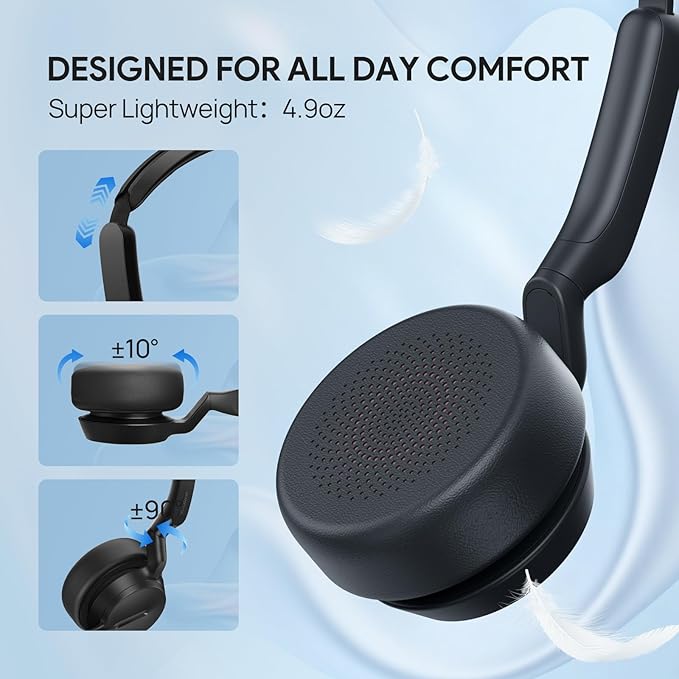 Yealink UH42 USB-C/A Headset with Noise Cancelling Mic, Wired Headphones for PC Computer Laptop, Compatible with Zoom Teams, Comfort Ear Cushions, Stereo Sound, in line Controls
